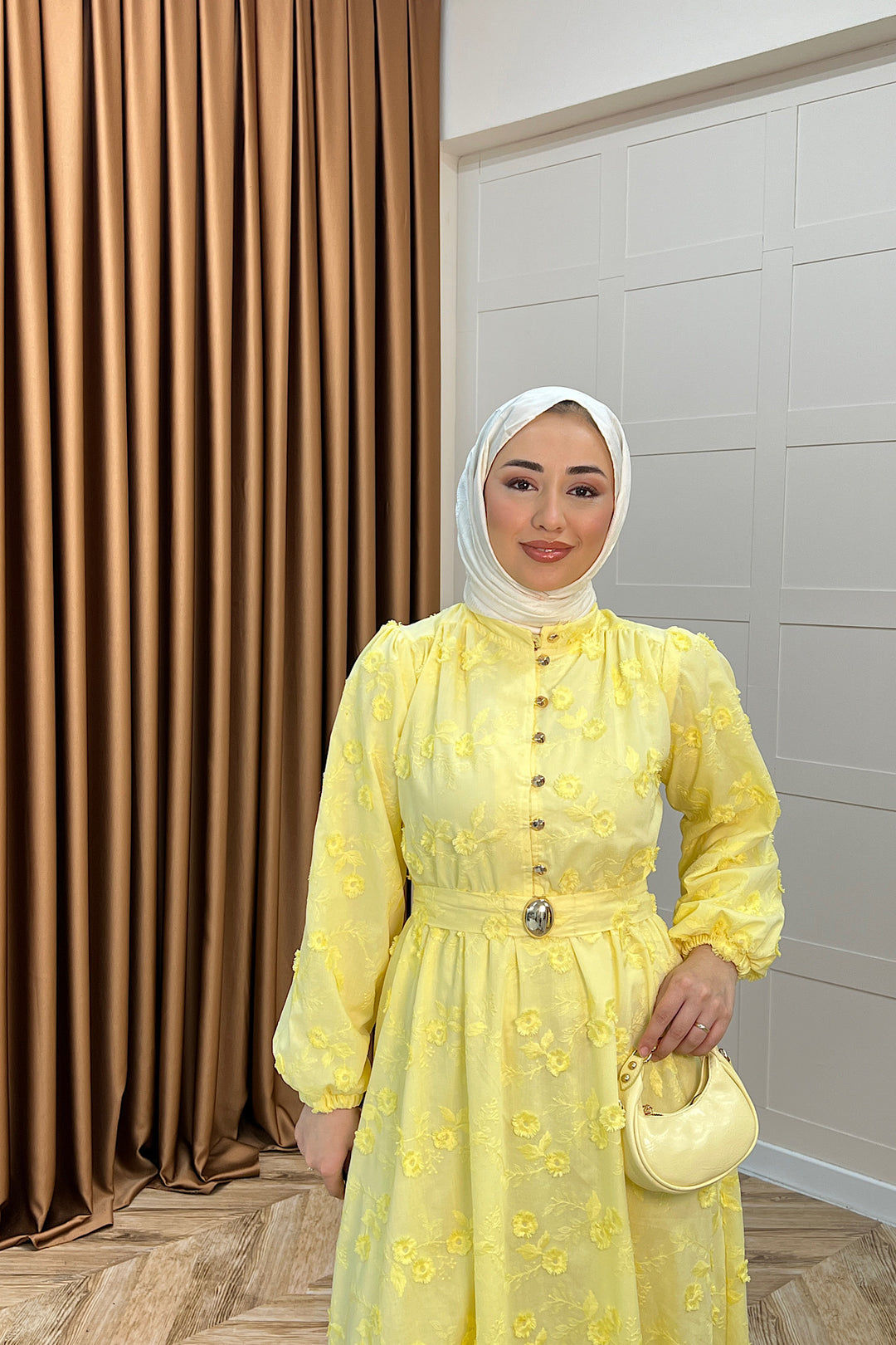 Fiesta Elbise Sarı 3157-SARI