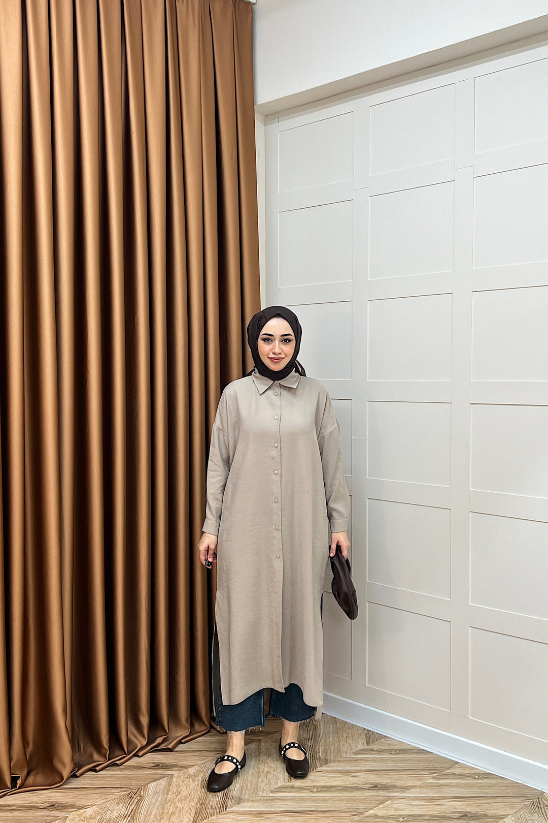 Cupra Uzun Tunik Vizon 02760-VIZON