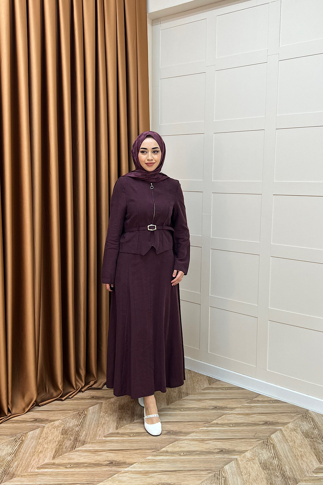 Mira Kemerli Etek Takım Mürdüm 03183-MURDUM