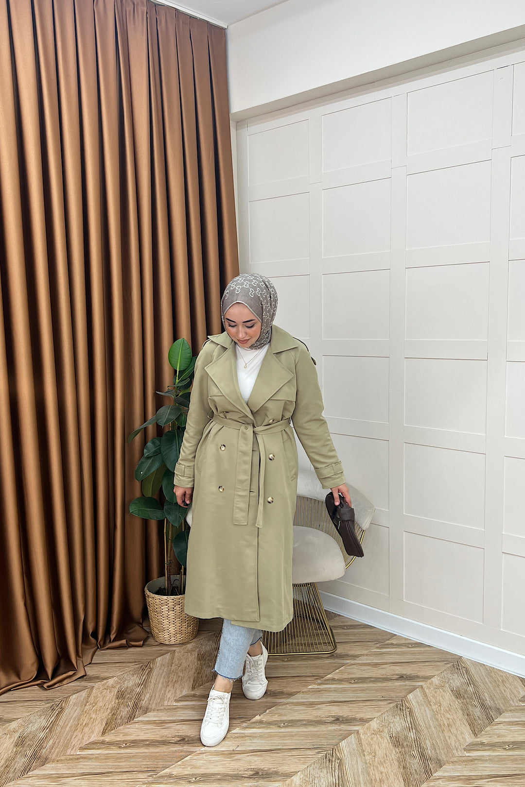 Hazel Astarlı Trençkot Çağla Yeşili 5532-CAGLAYESILI