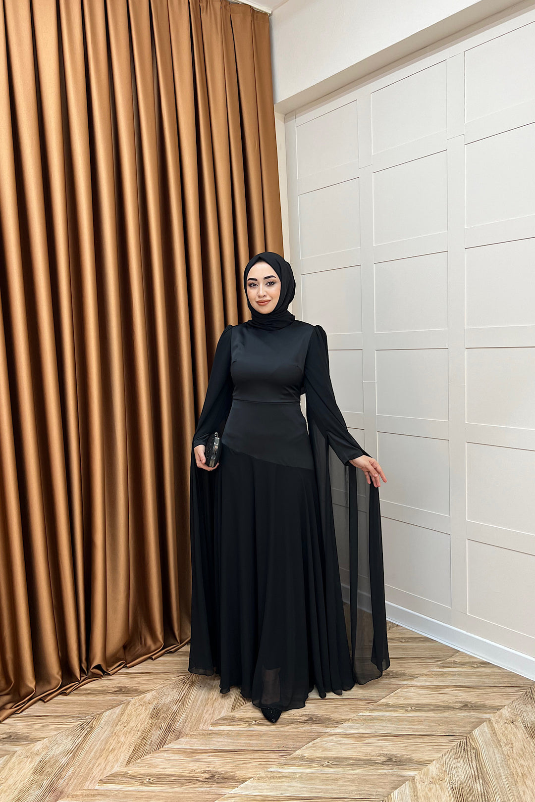 Lucca Saten Garnili Abiye Siyah 3077-SIYAH