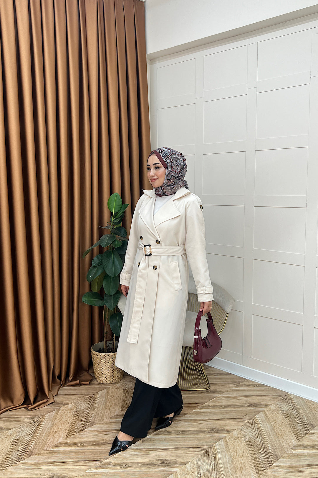 Pamella Kuşaklı Trençkot Taş 5533-TAS