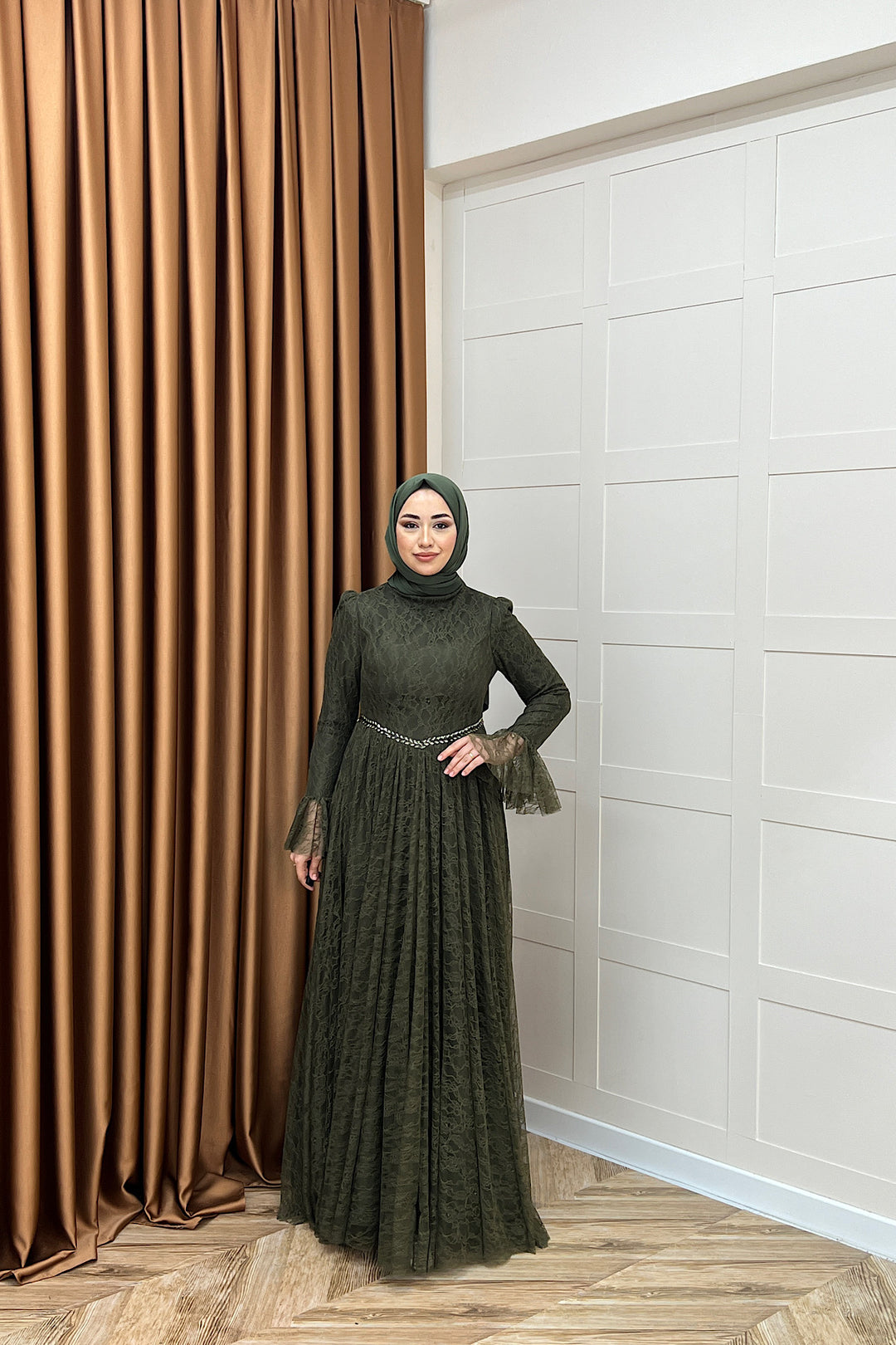 Elena Dantel Abiye Haki 03101-HAKI