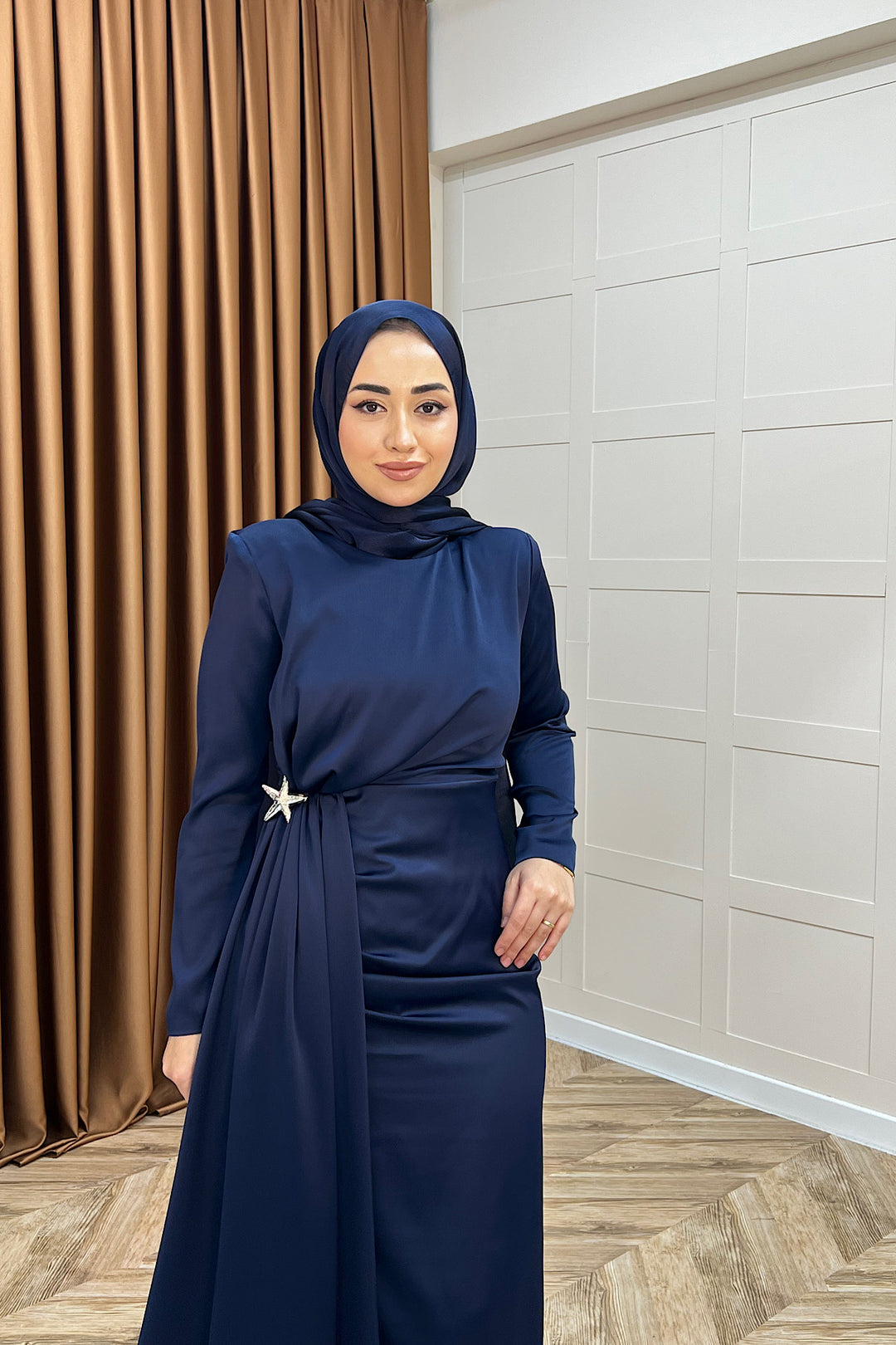 Hazel Saten Abiye Lacivert 3084-LACIVERT