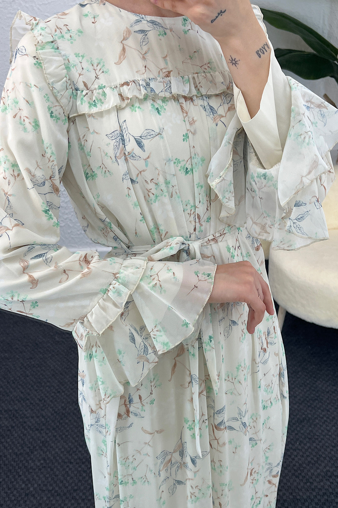 Julia Şifon Elbise Yeşil 3063-YESIL