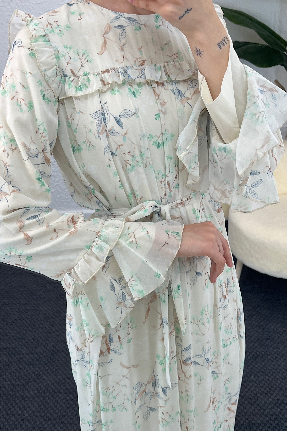 Julia Şifon Elbise Yeşil 3063-YESIL