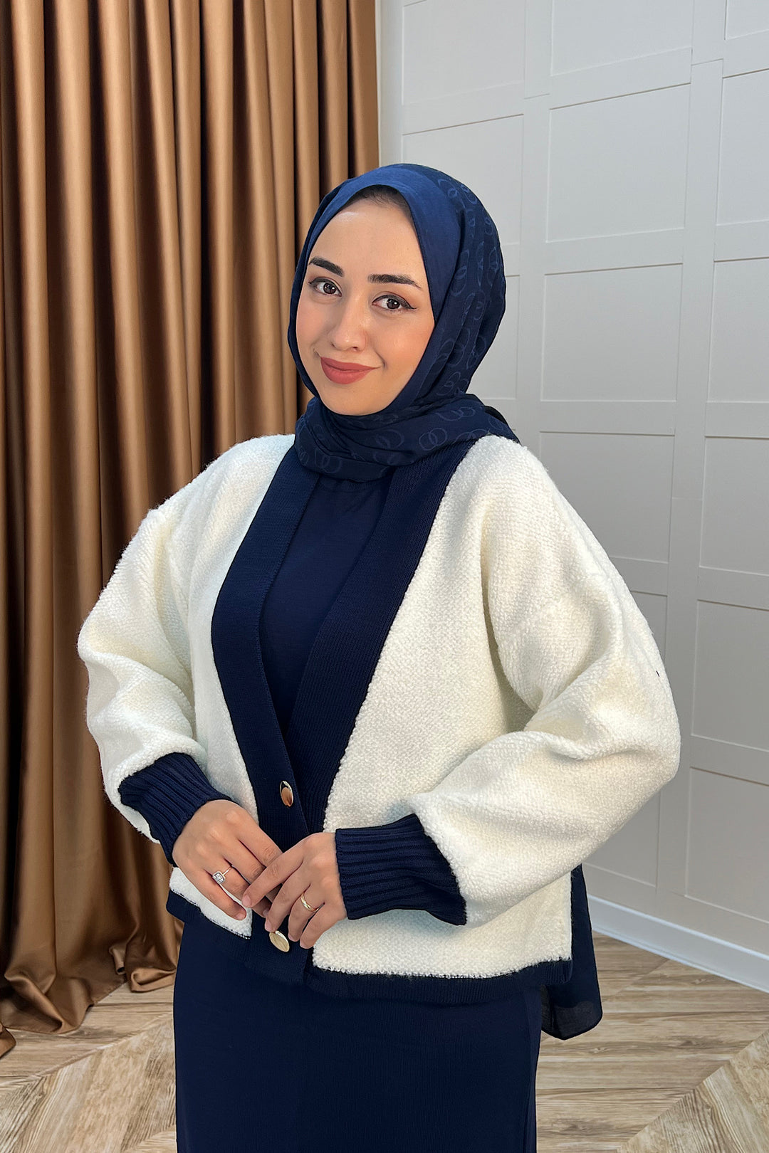 Sezen İkili Triko Elbise Lacivert 241090-LACIVERT