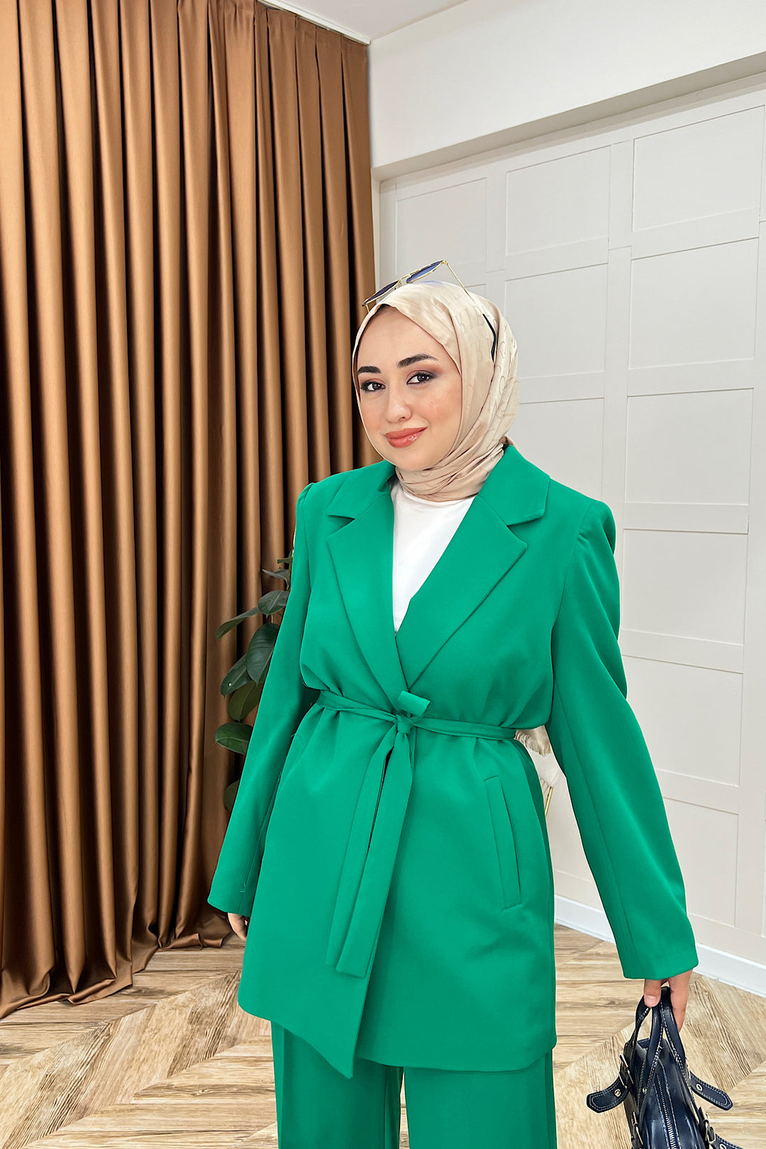 İkili Düz Ceket Takım Yeşil 6151-YESIL