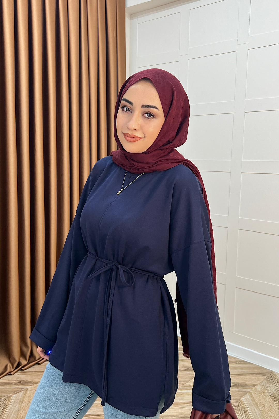 Türev Duble Kol Tunik Lacivert 6060-LACIVERT