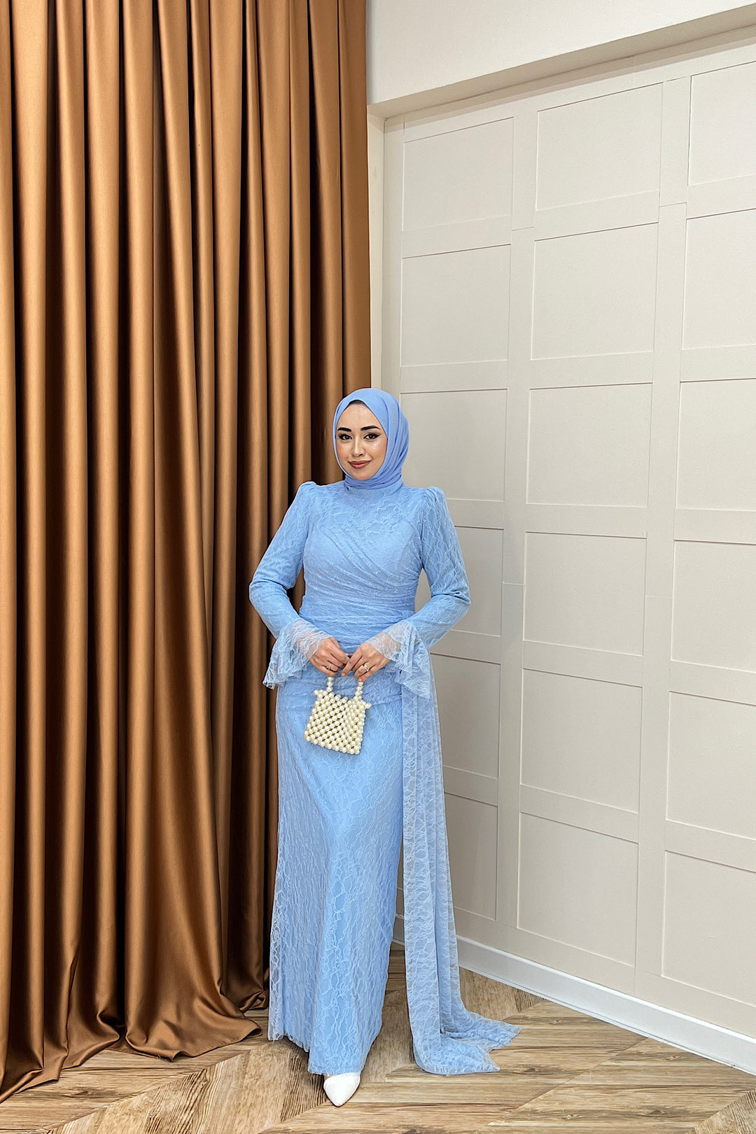Serena Dantel Balık Abiye Mavi 3082-MAVI