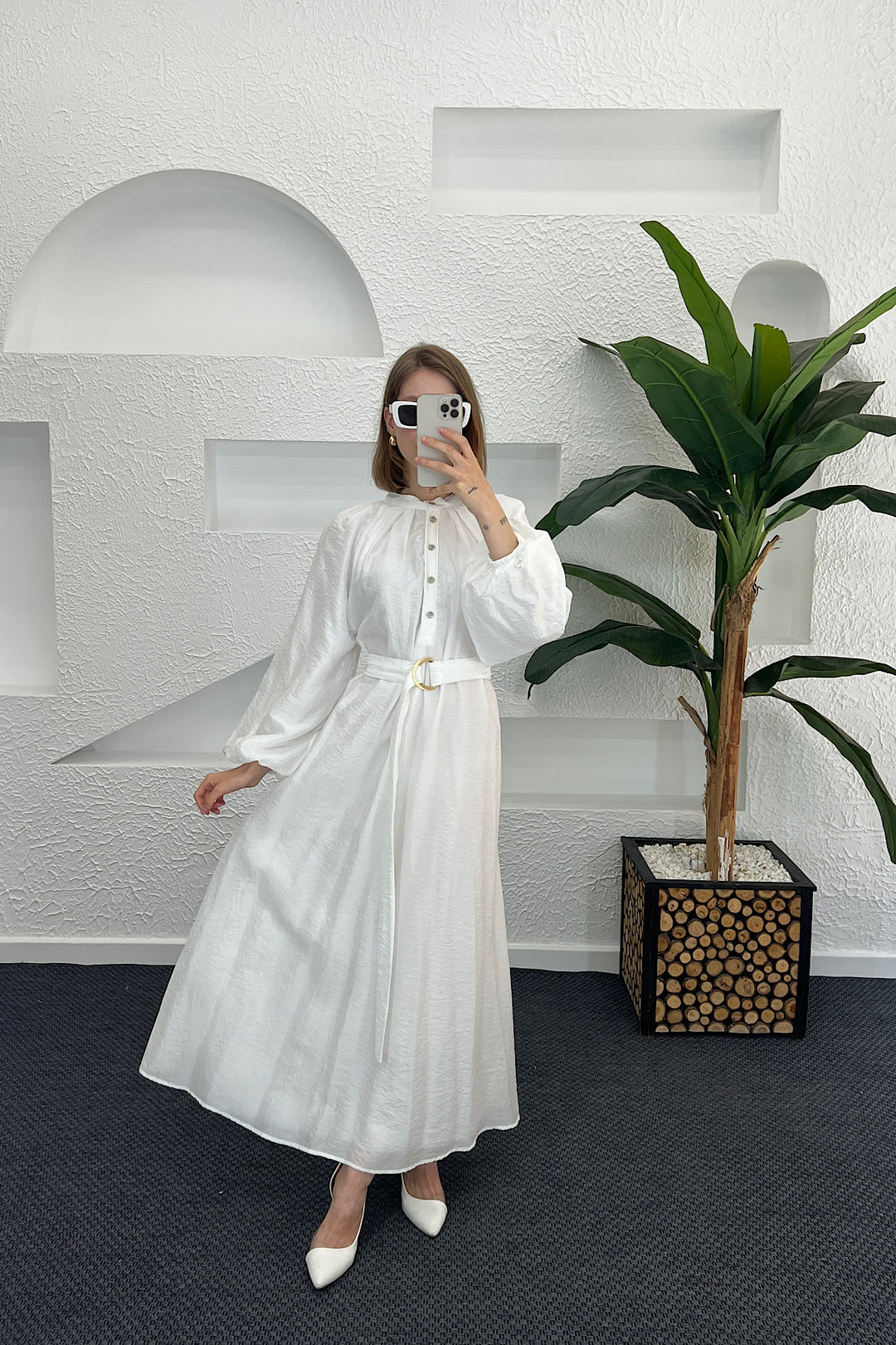 Yaz Gülü Elbise Beyaz 9016-BEYAZ