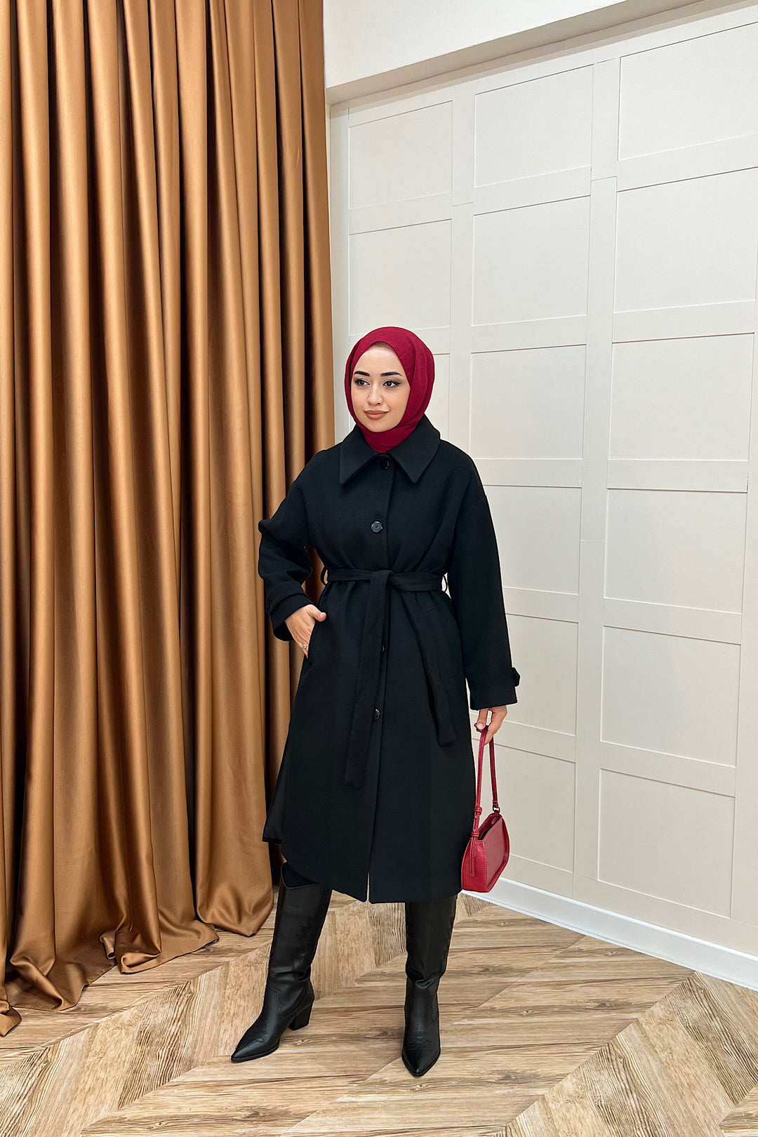 Parla Premium Kumaş Kaban Siyah 5516-SIYAH