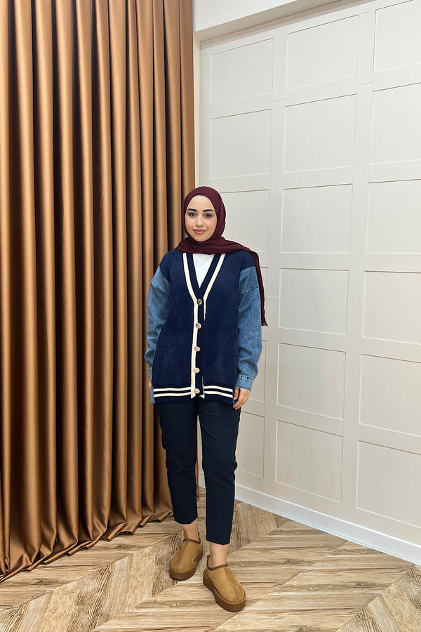 Kedi Sakal Kolej Kot Ceket Lacivert 25390-LACIVERT