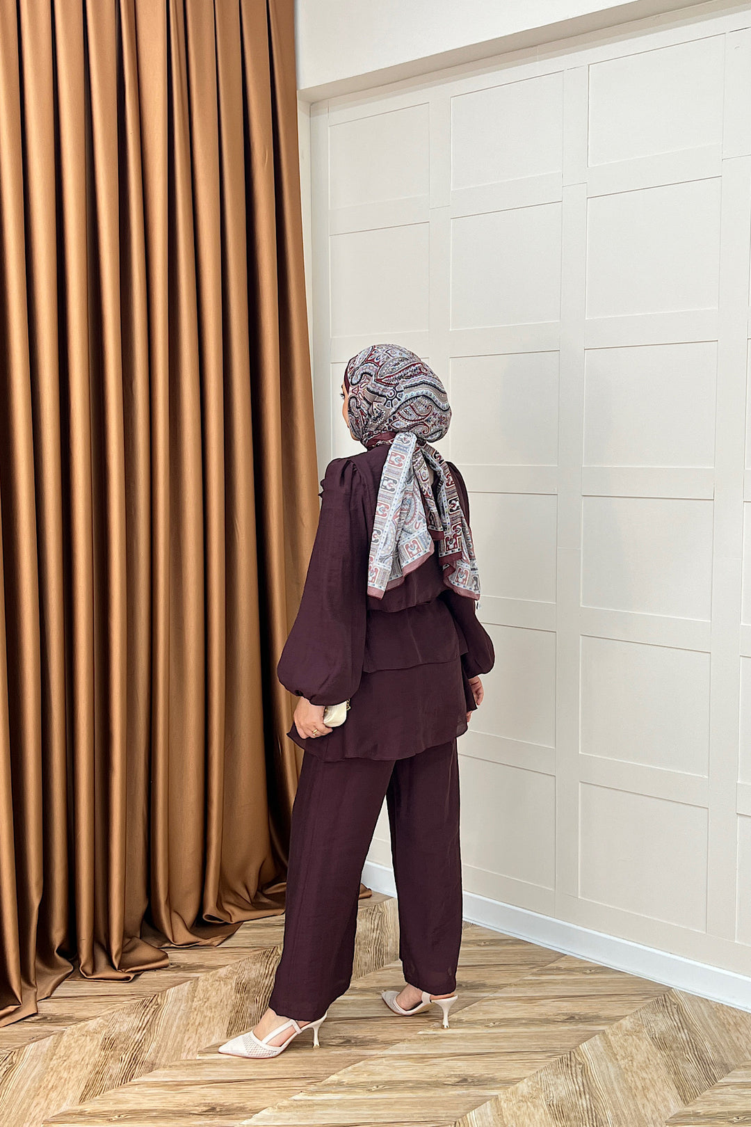 Aura Broş Detay Takım Mürdüm 74001-MURDUM