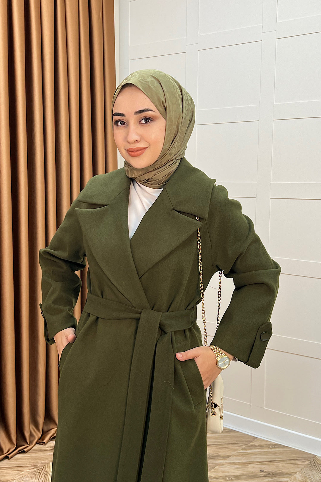 Martina Yırtmaçlı Kaban Haki 5508-HAKI