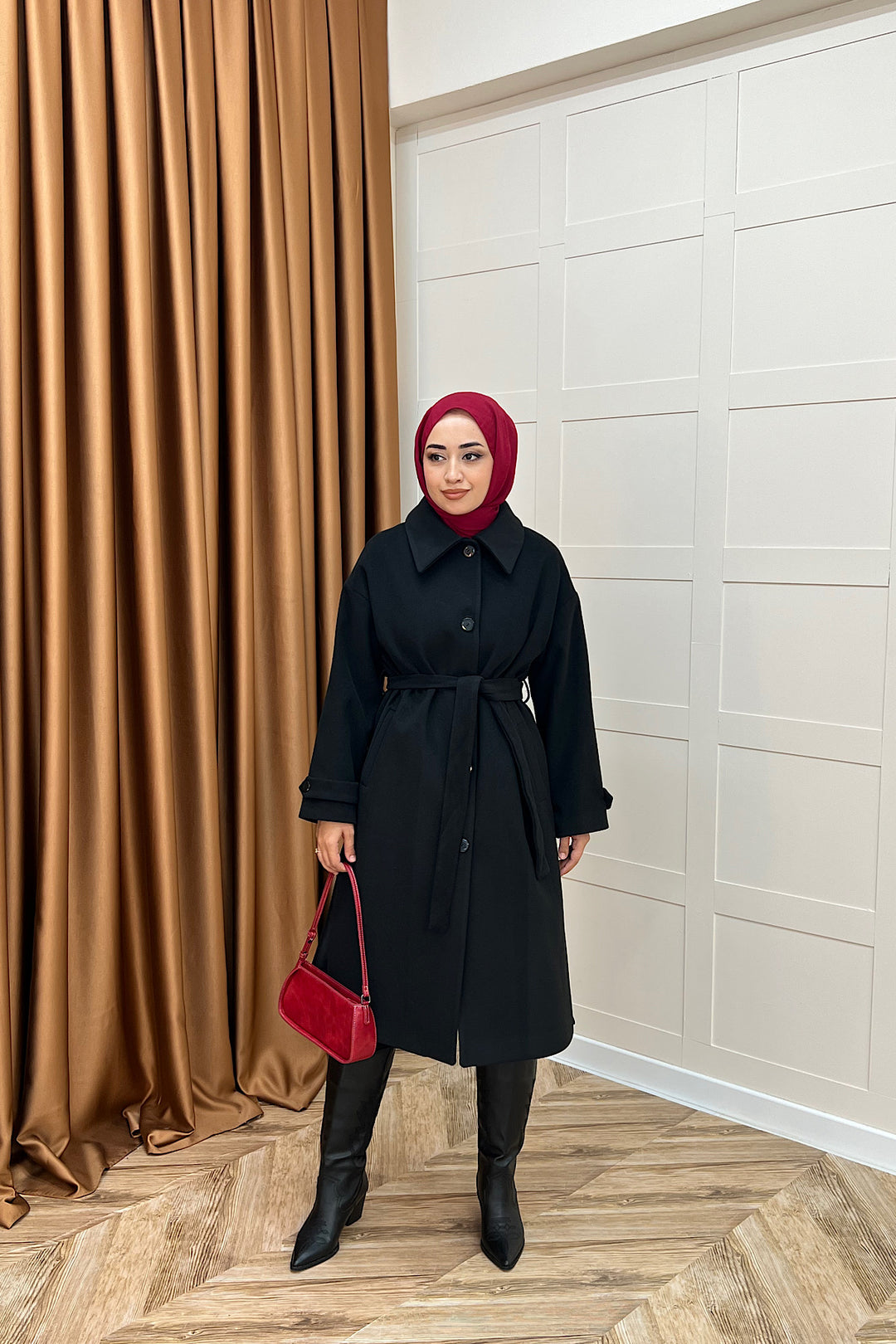 Parla Premium Kumaş Kaban Siyah 5516-SIYAH