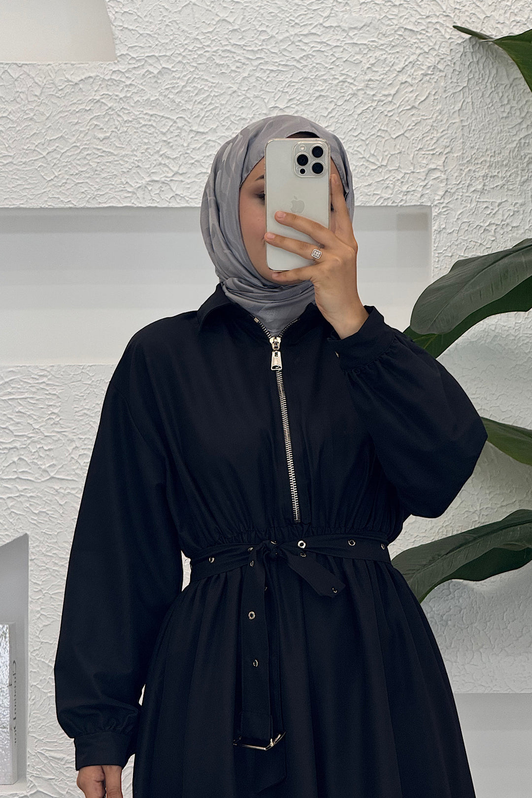 Kemerli Elbise Siyah 9032-SIYAH