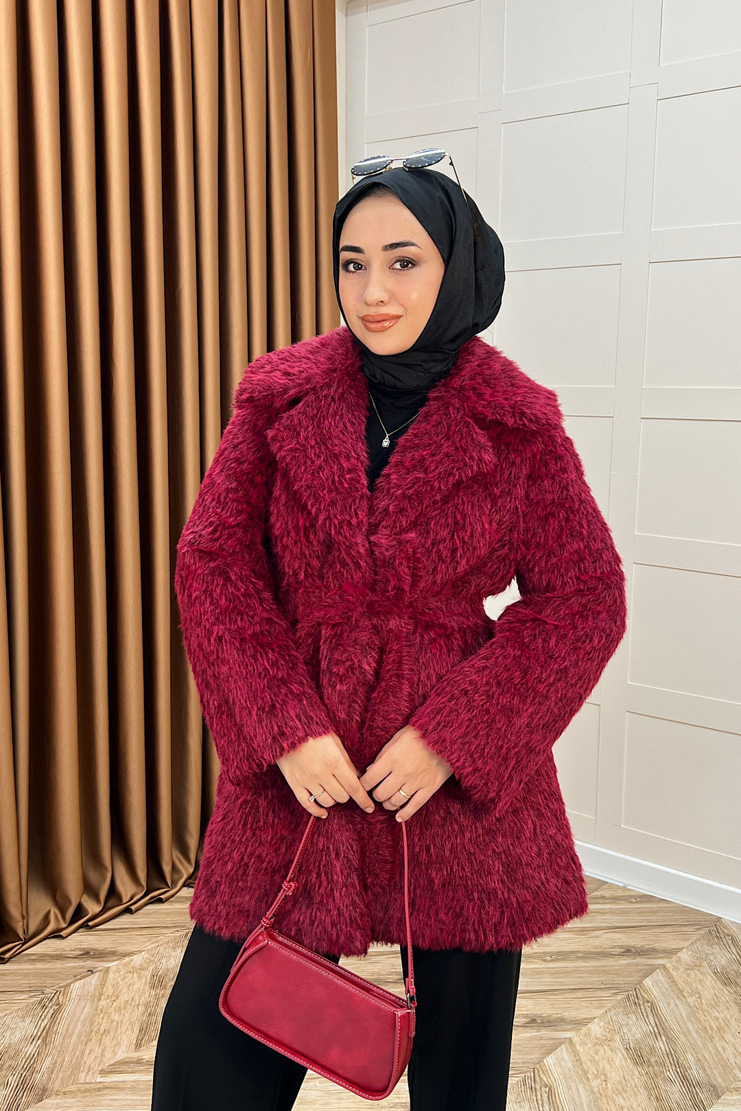 Grok Peluş Kaban Bordo 5523-BORDO