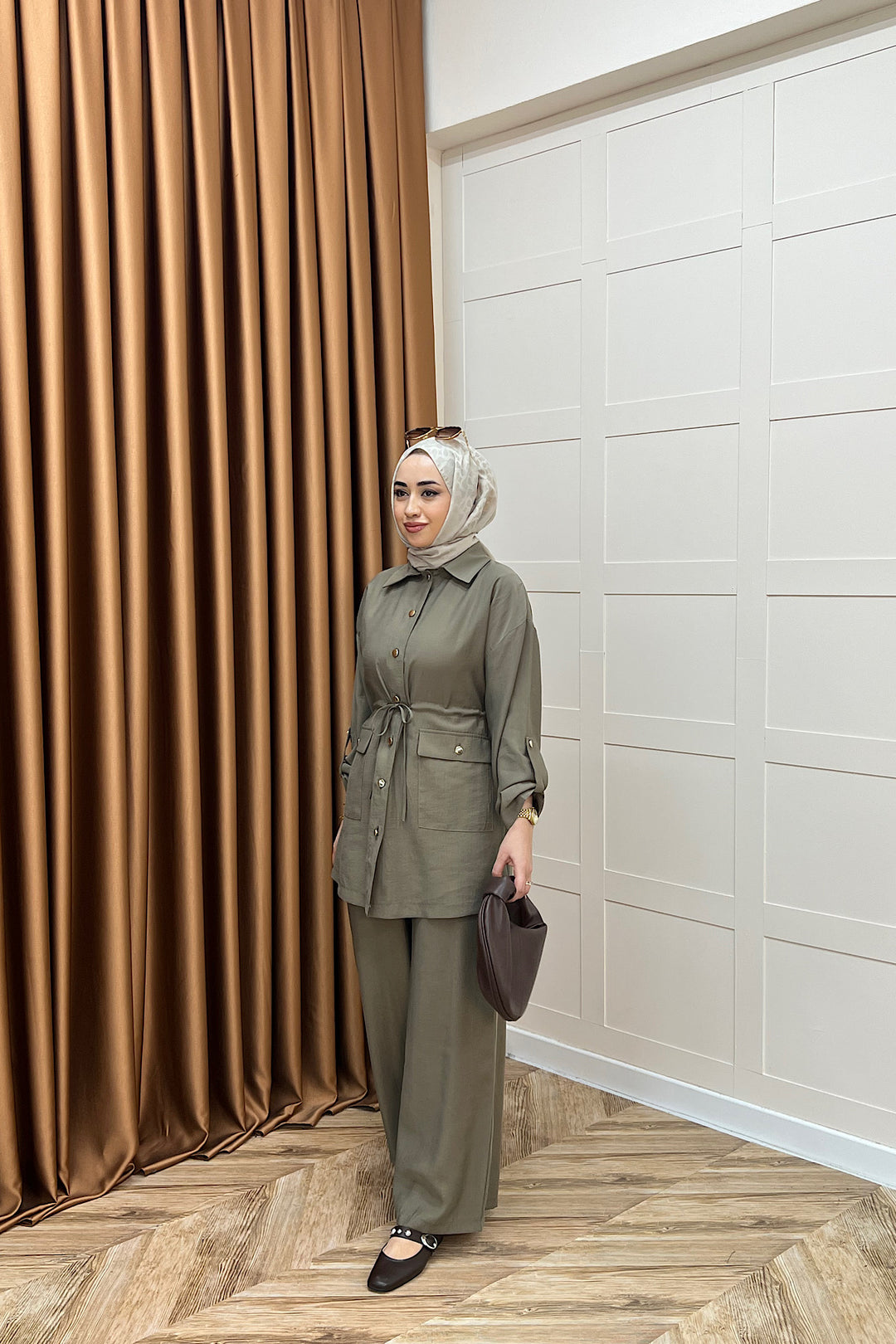 Aria Belden Bağlamalı İkili Takım Haki 3184-HAKI