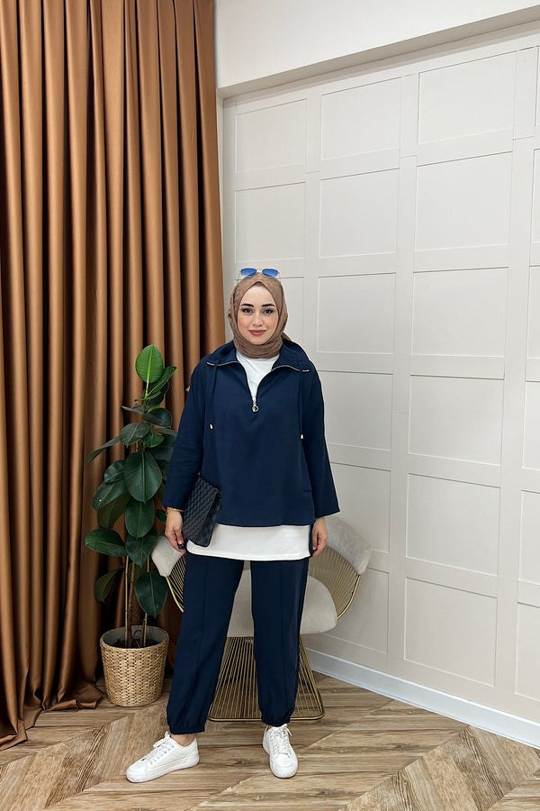 Almira Yarım Fermuar İkili Takım Lacivert 08370-LACIVERT