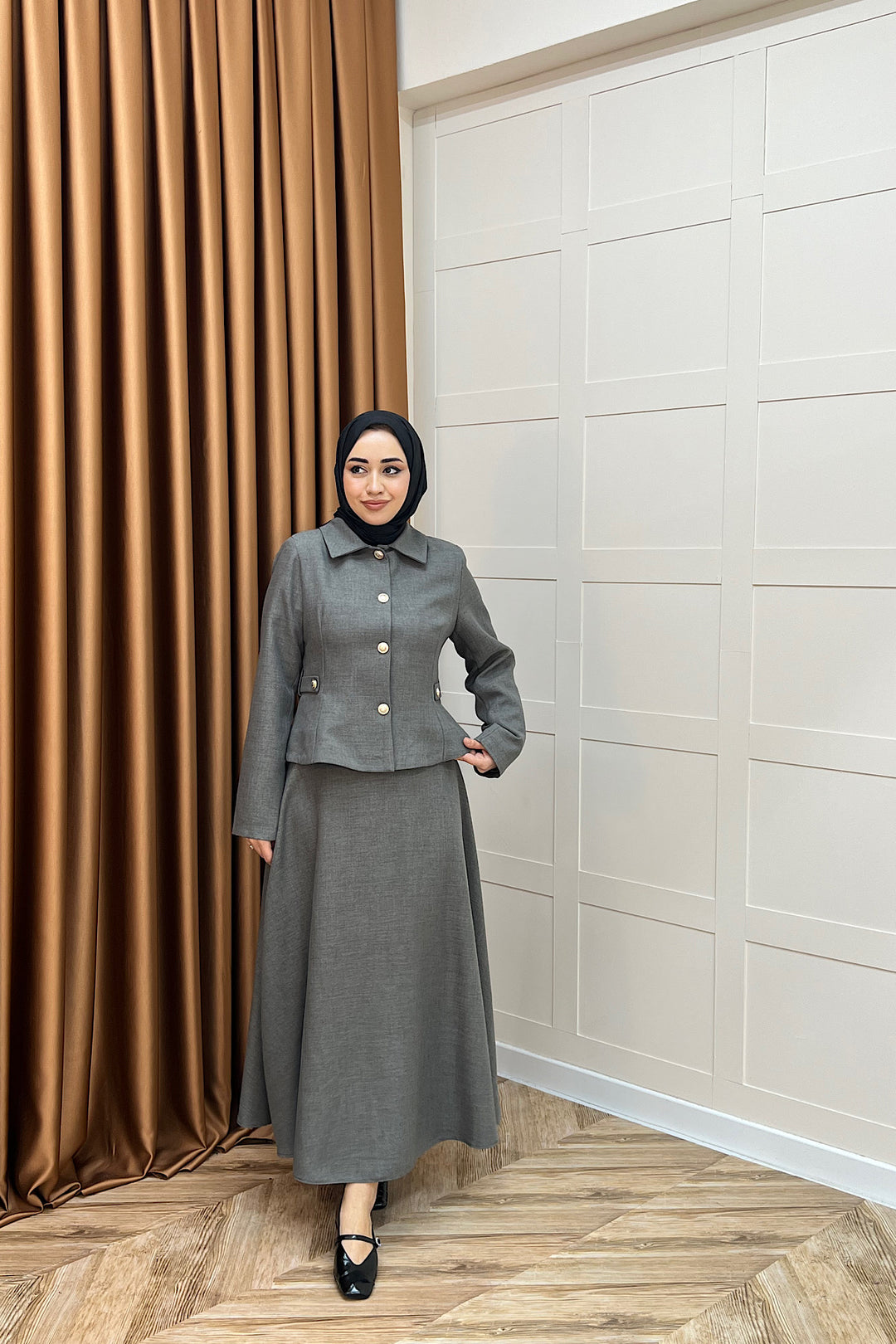 Pırlanta Etek Takım Gri 3179-GRI