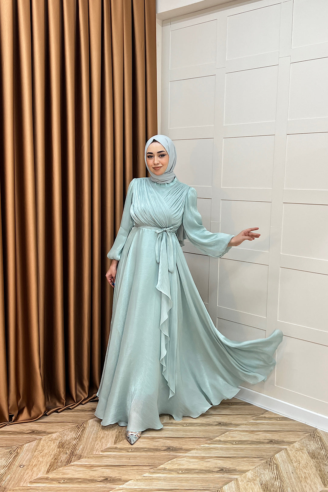 Luna Saten Abiye Mint Mavisi 3072-MINTMAVISI