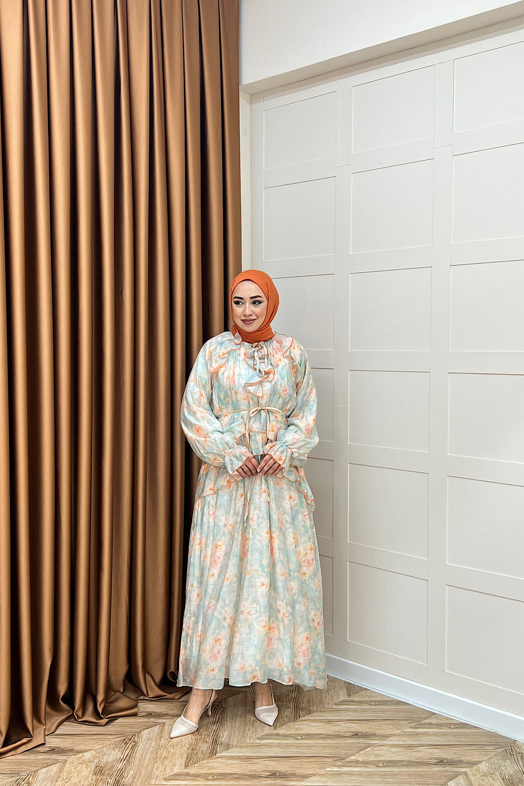 Mindy Fırfırlı Elbise Mavi 5179-MAVI