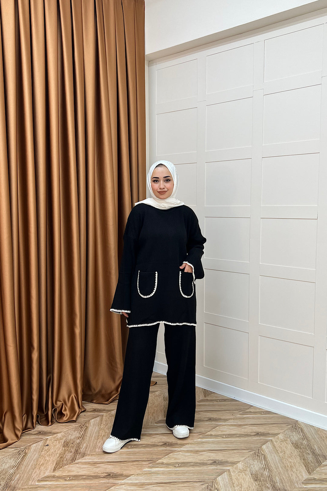 Cep Örgülü Triko Takım Siyah 24200-SIYAH