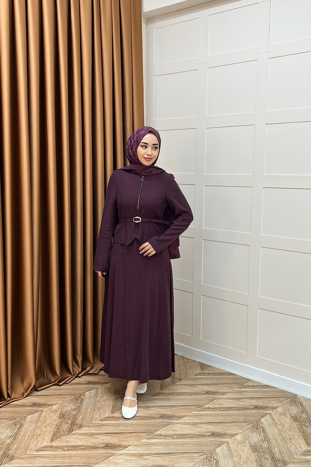 Mira Kemerli Etek Takım Mürdüm 03183-MURDUM