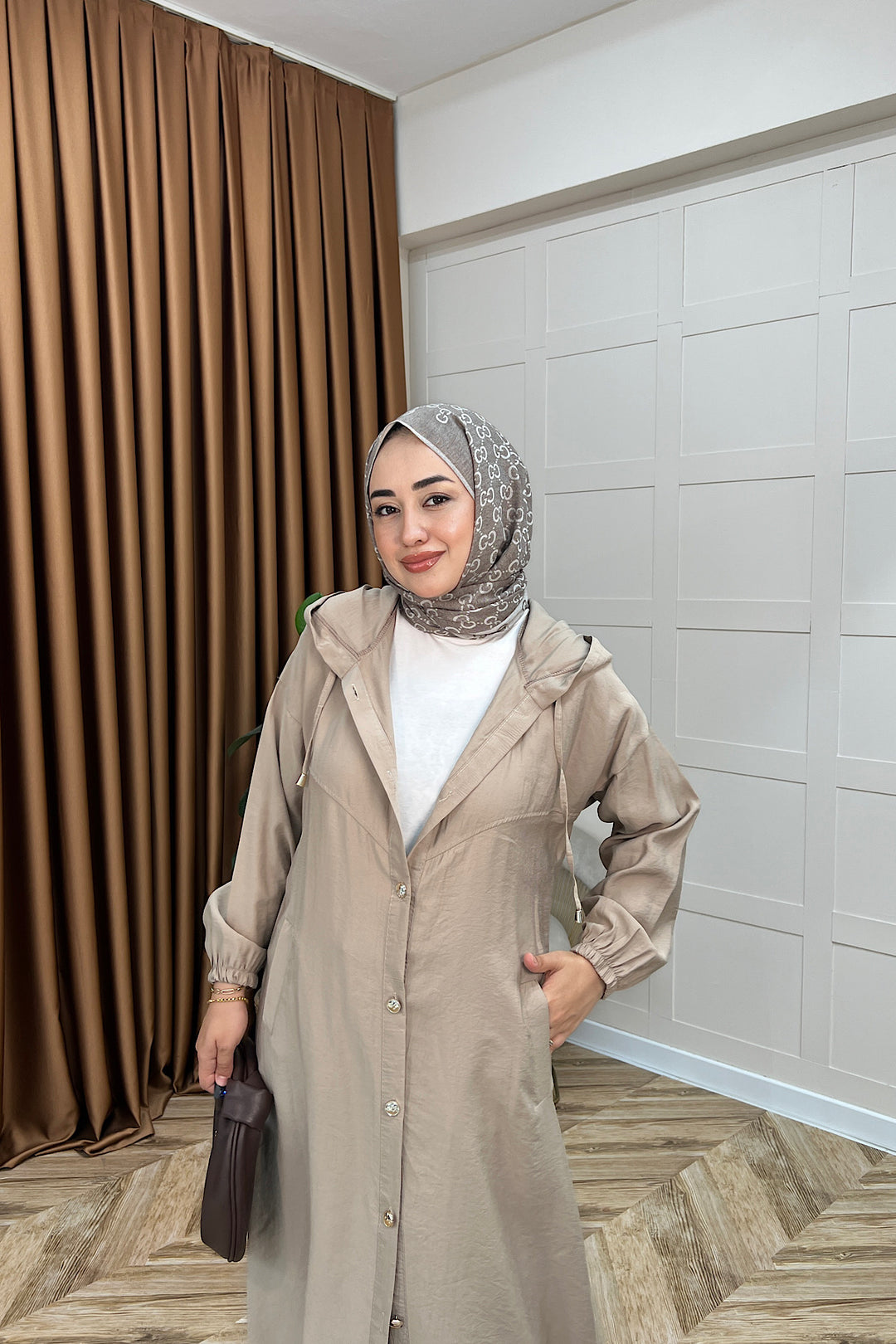004-Liana Düğmeli Kap Vizon 004-VIZON