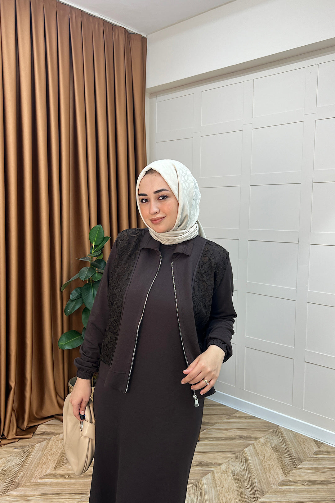 Maria İkili Elbise Kahverengi 26104-KAHVERENGI
