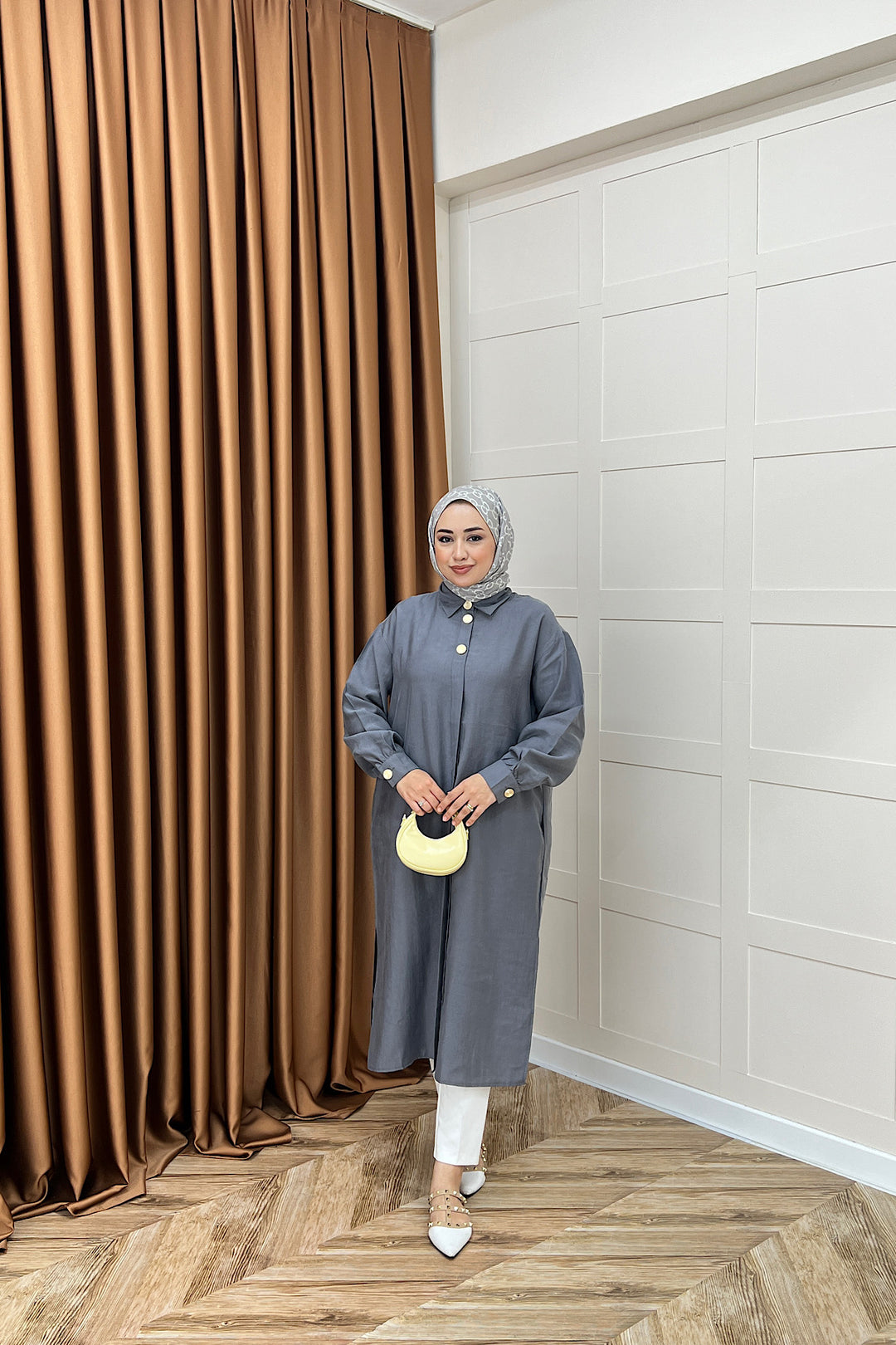 Zaina Uzun Tunik Gri 6523-GRI