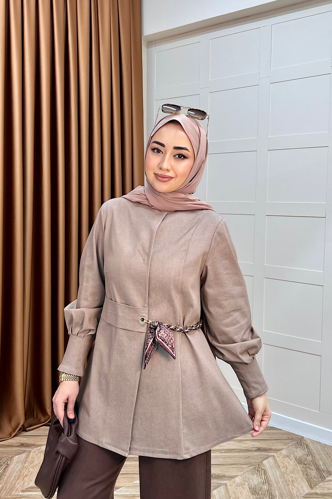 Wanda Fular Kemer Detay Gabardin Kap Vizon 26029-VIZON