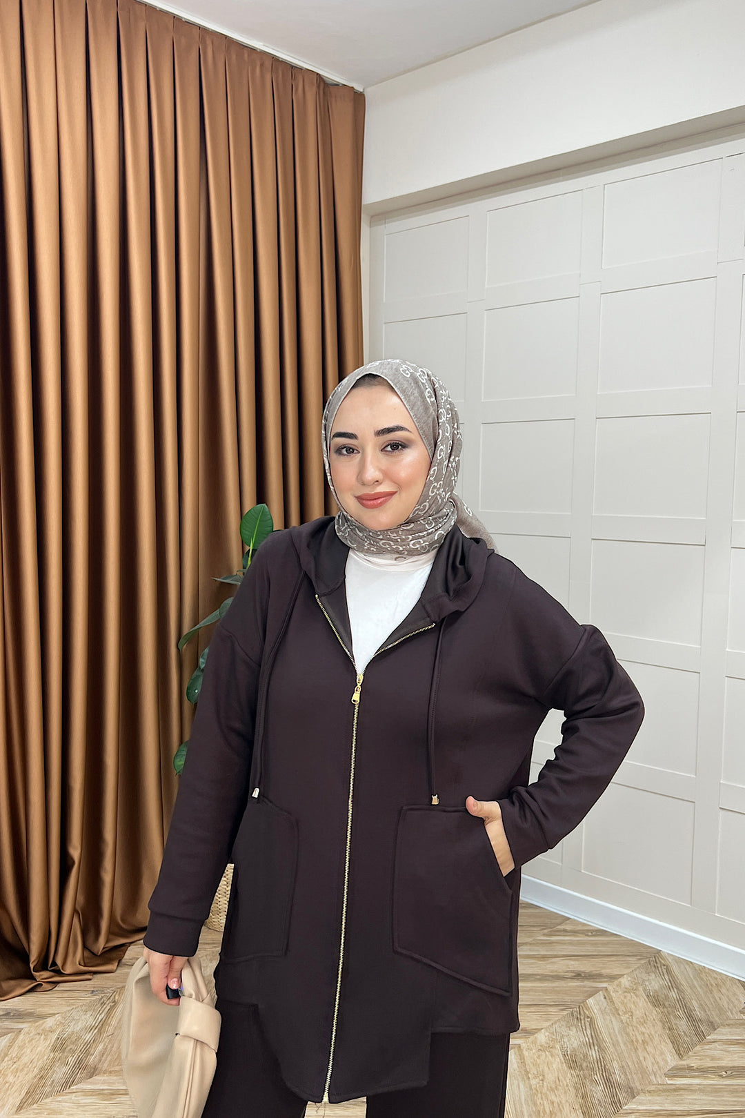 Vedra Fermuarlı İkili Takım Kahverengi 3143-KAHVERENGI