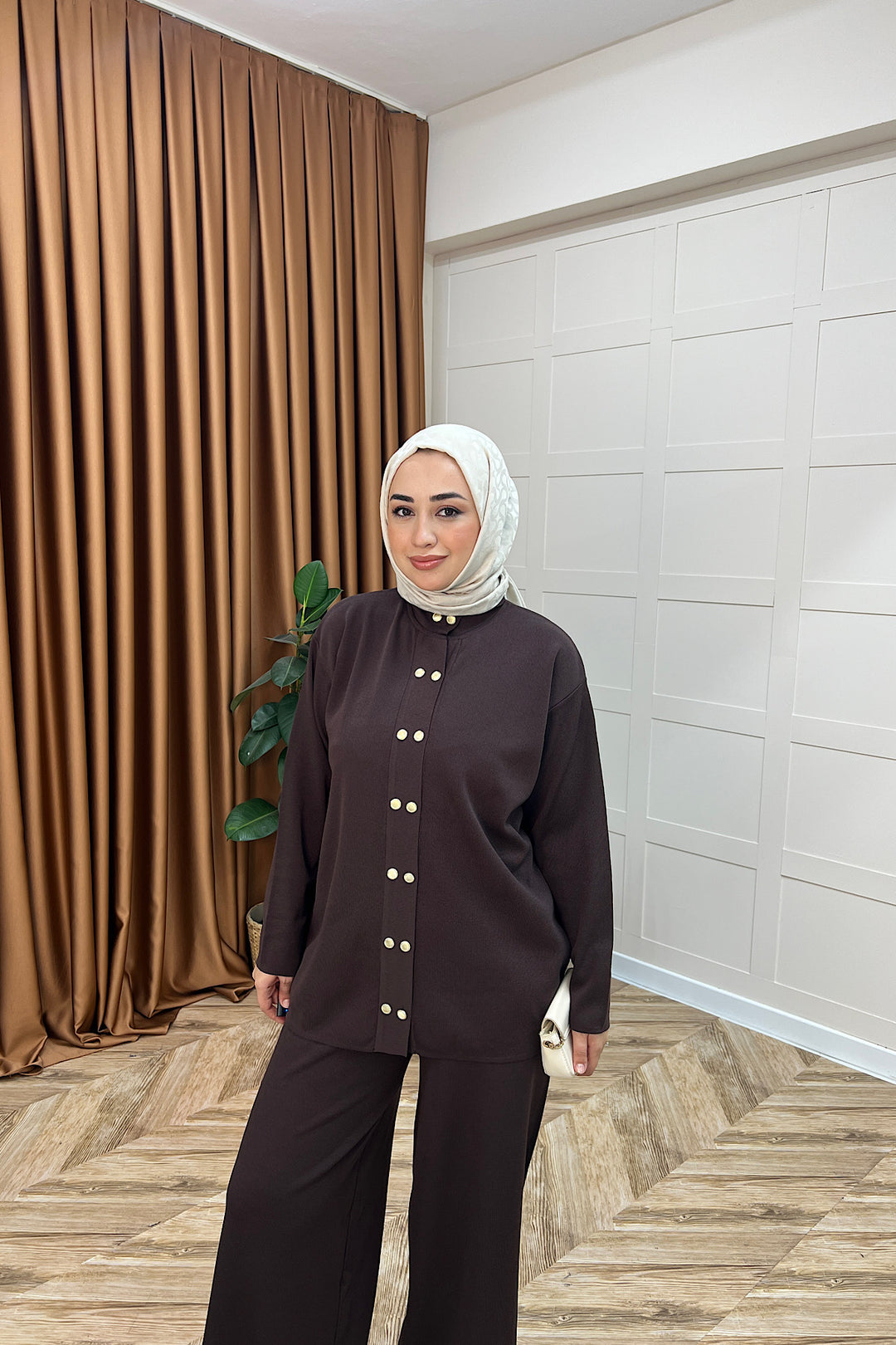 Jota Düğmeli İkili Takım Kahverengi 44419-KAHVERENGI