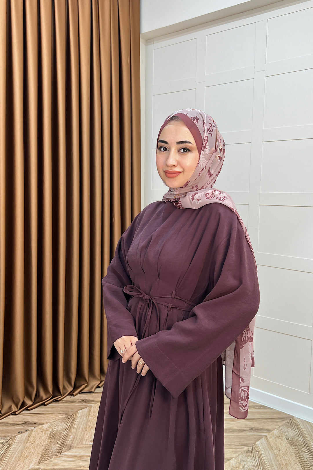 Belden Bağlamalı Cupra Elbise Mürdüm 5013-MURDUM