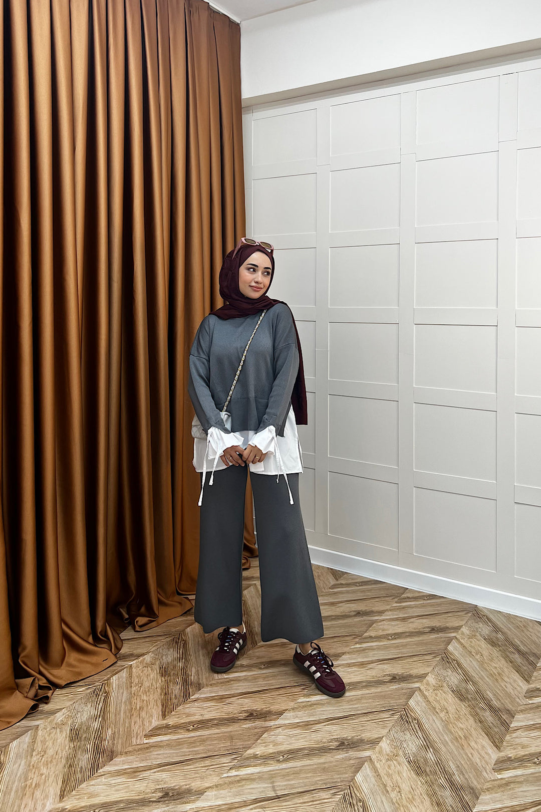 Truva Gömlek Detay Merserize Triko Takım Antrasit 25350-ANTRASIT