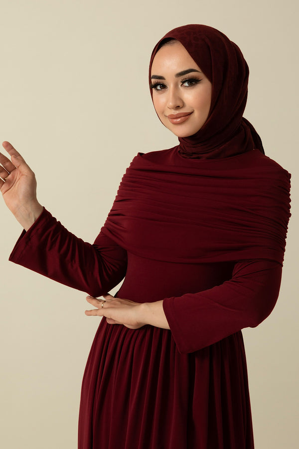 Omuz Drapeli Elbise Bordo 9611-BORDO