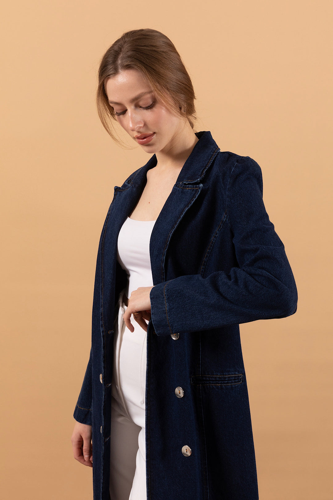 Uzun Kot Ceket Lacivert 6191-LACIVERT