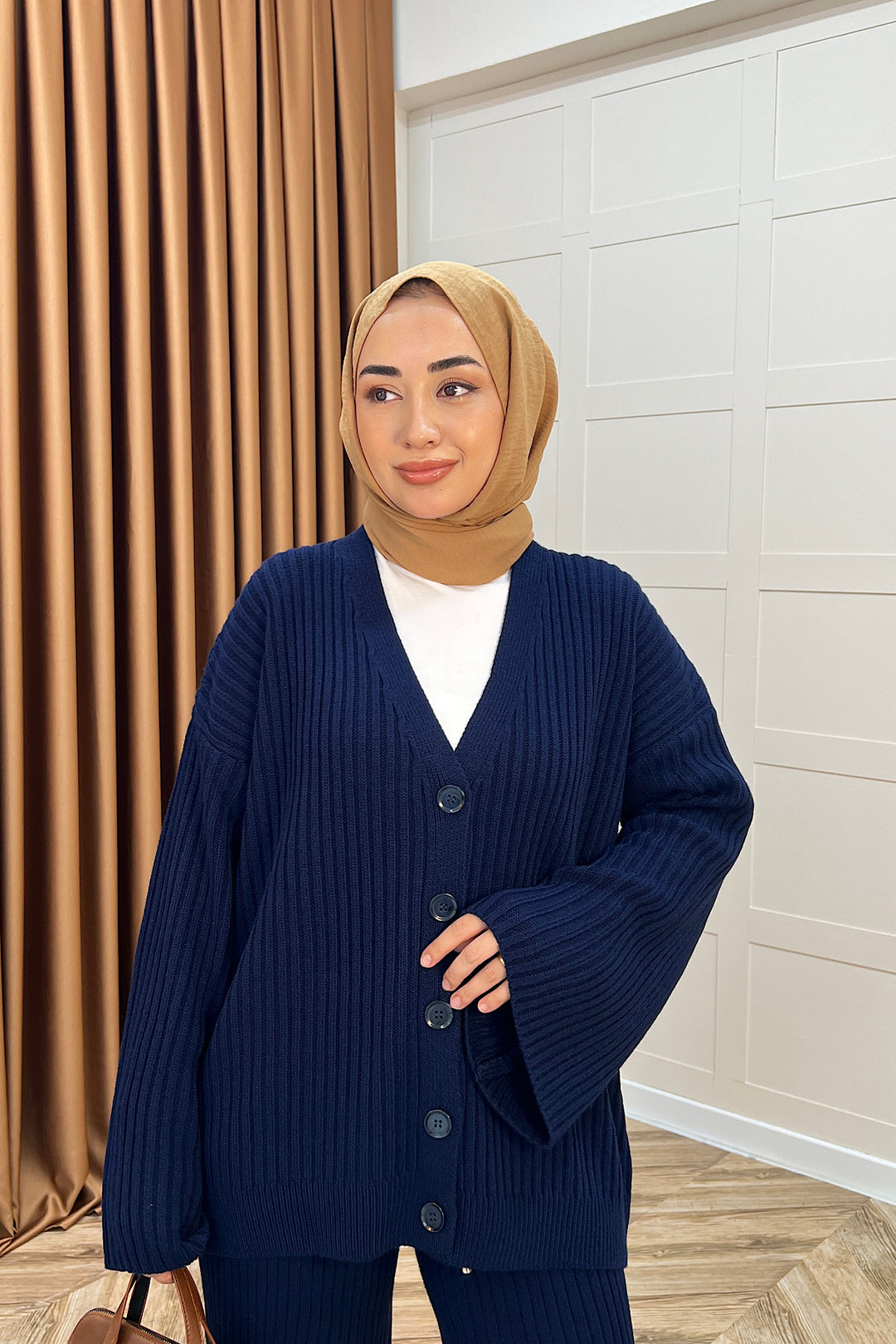 Galata Fitilli Triko Hırka Takım Lacivert 25630-LACIVERT