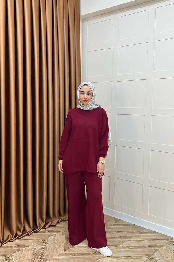 Dilşah Angora İkili Triko Takım Bordo 25650-BORDO