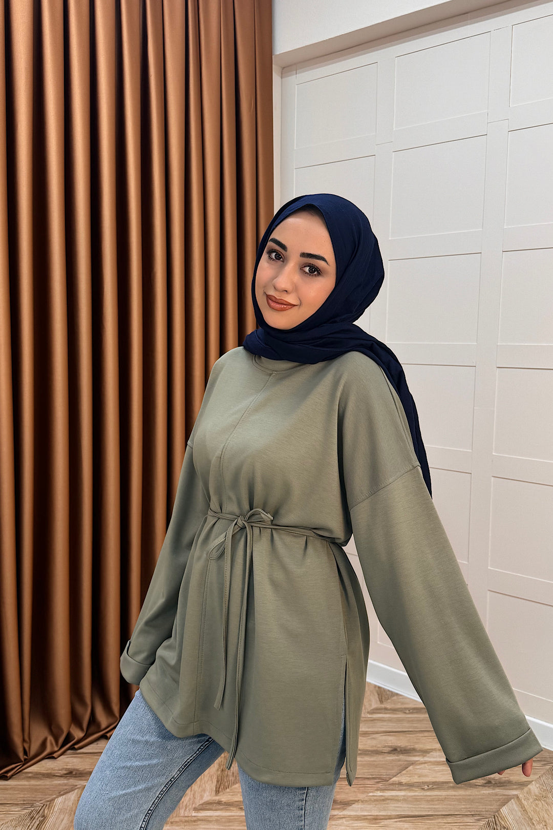 Türev Duble Kol Tunik Yeşil 6060-YESIL