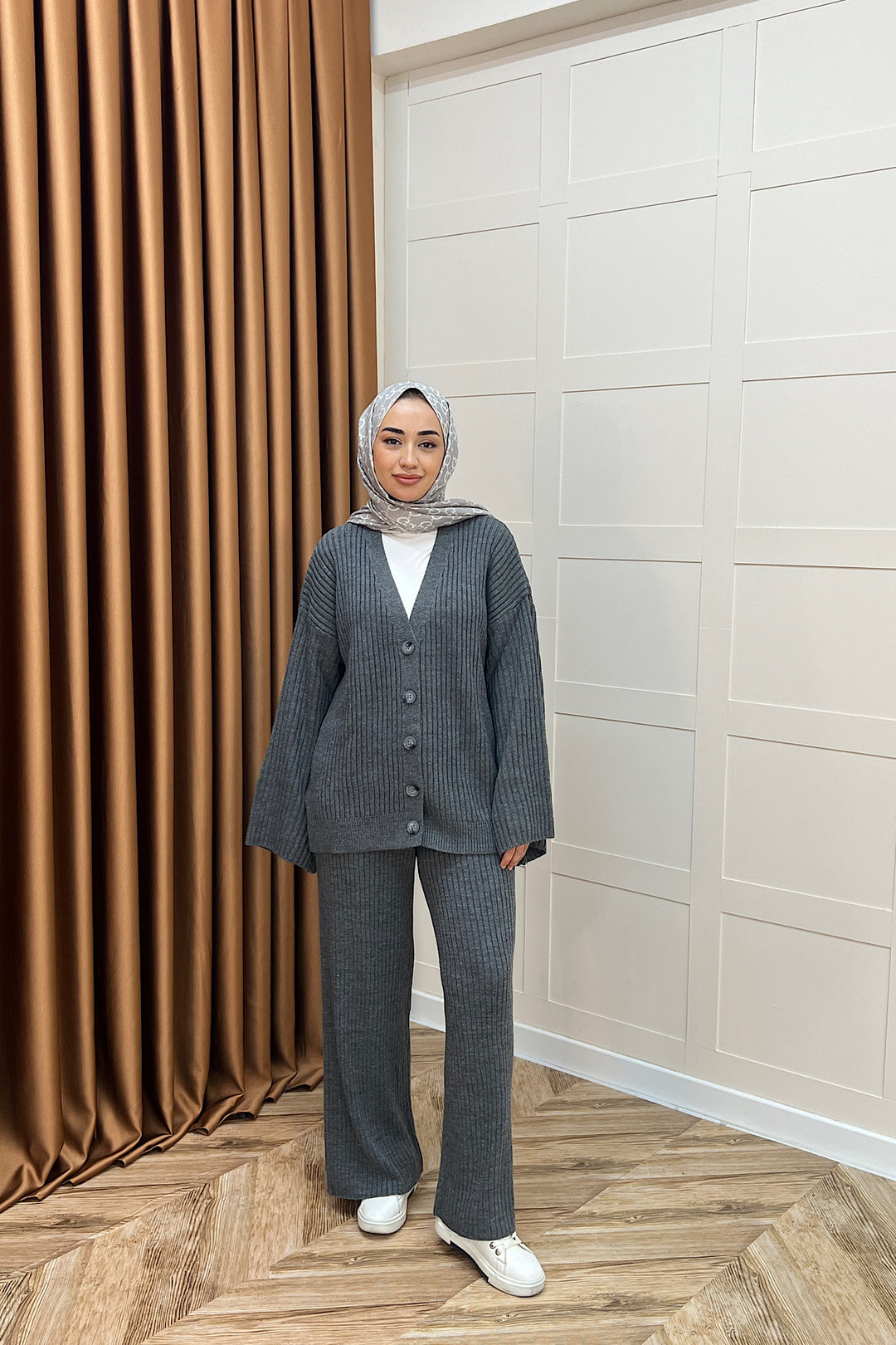 Galata Fitilli Triko Hırka Takım Antrasit 25630-ANTRASIT