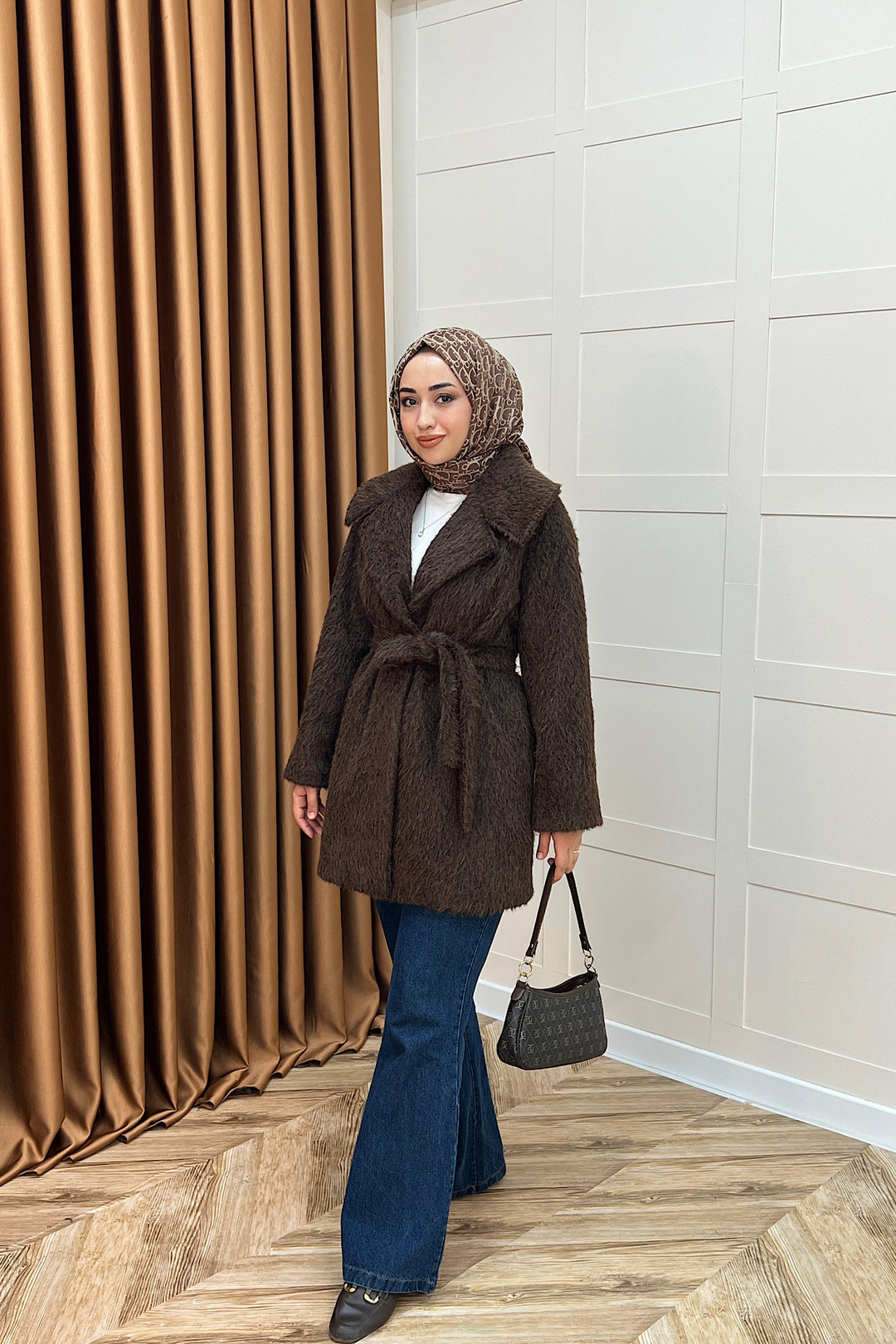 Grok Peluş Kaban Kahverengi 5523-KAHVERENGI