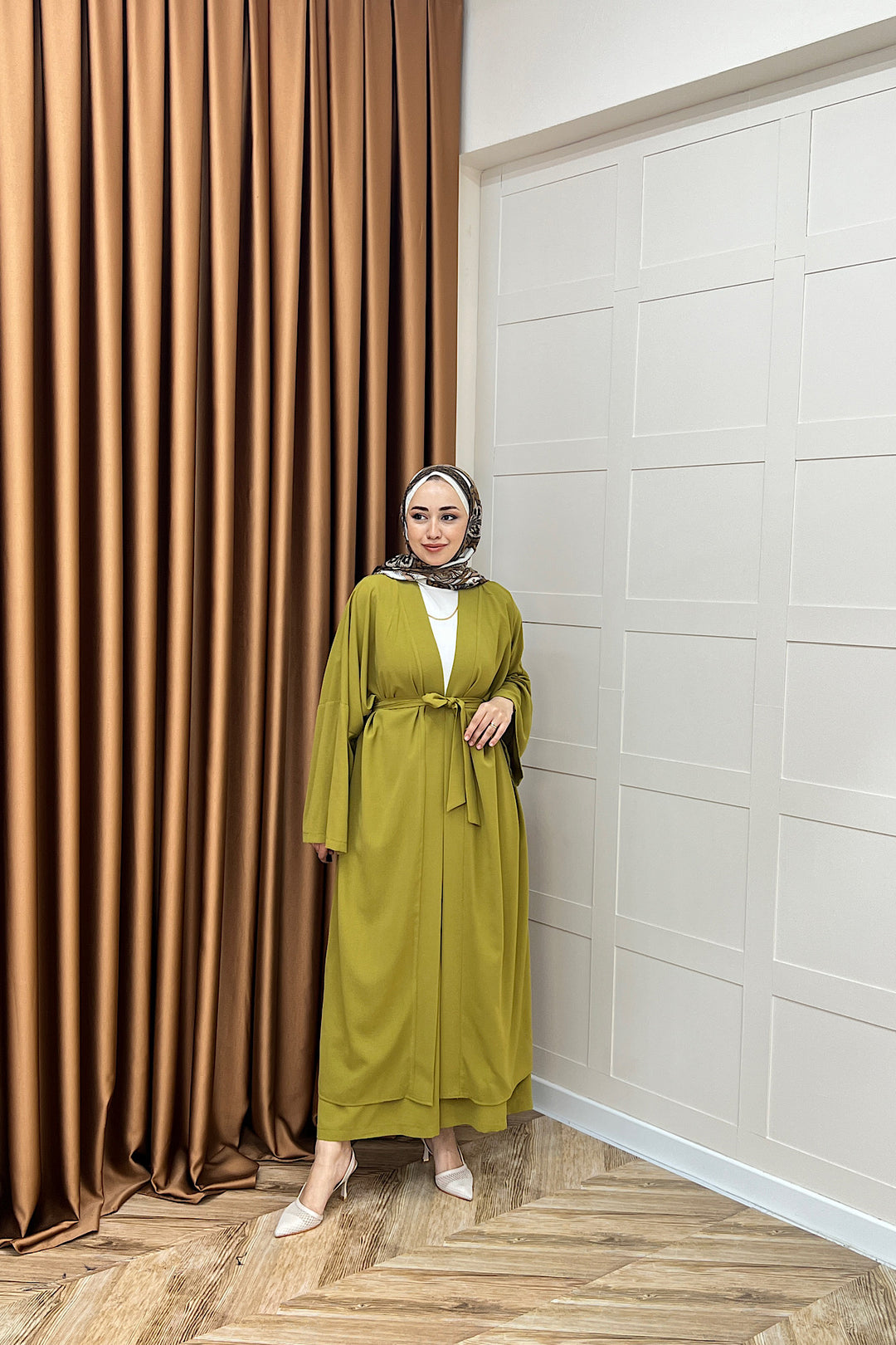 Mina İkili Kimono Takım Yağ Yeşili 8571-YAGYESILI