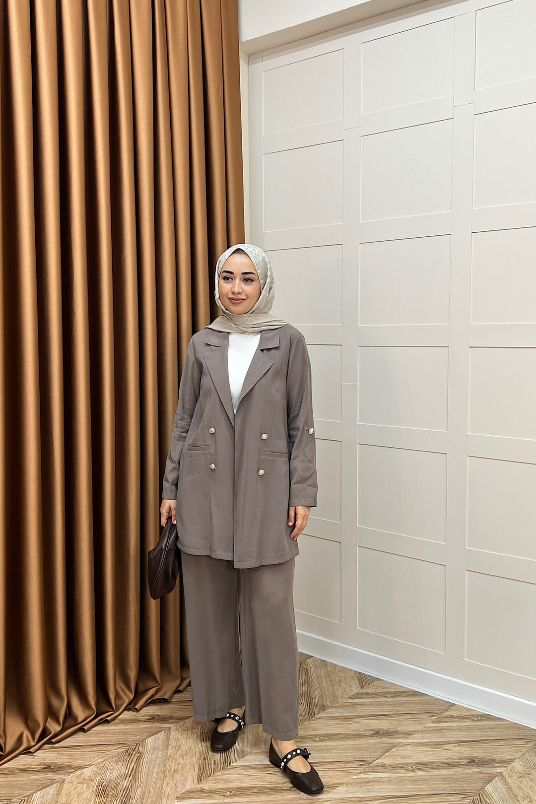 Sandra Ceketli Takım Kahverengi 5003-KAHVERENGI