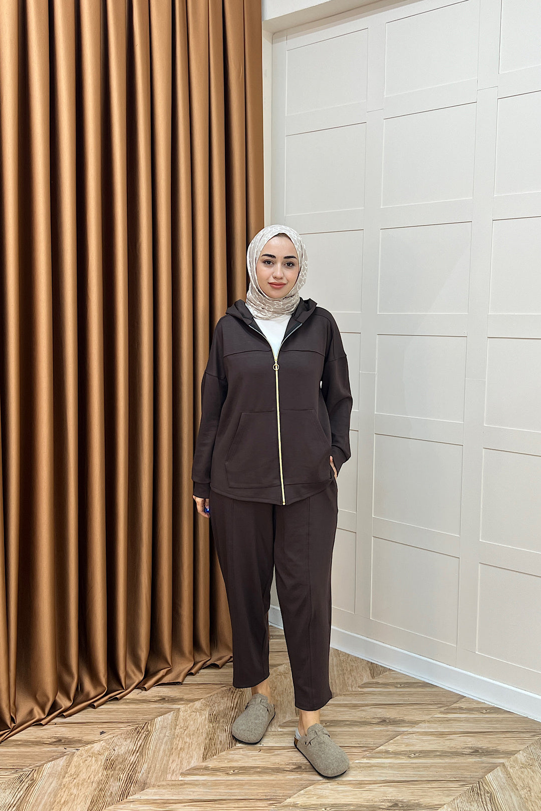 Efsa Kapüşonlu Takım Kahverengi 70149-KAHVERENGI