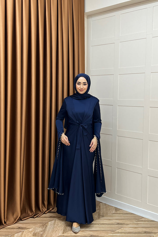 Lyon İnci Detay Abiye Lacivert 3079-LACIVERT