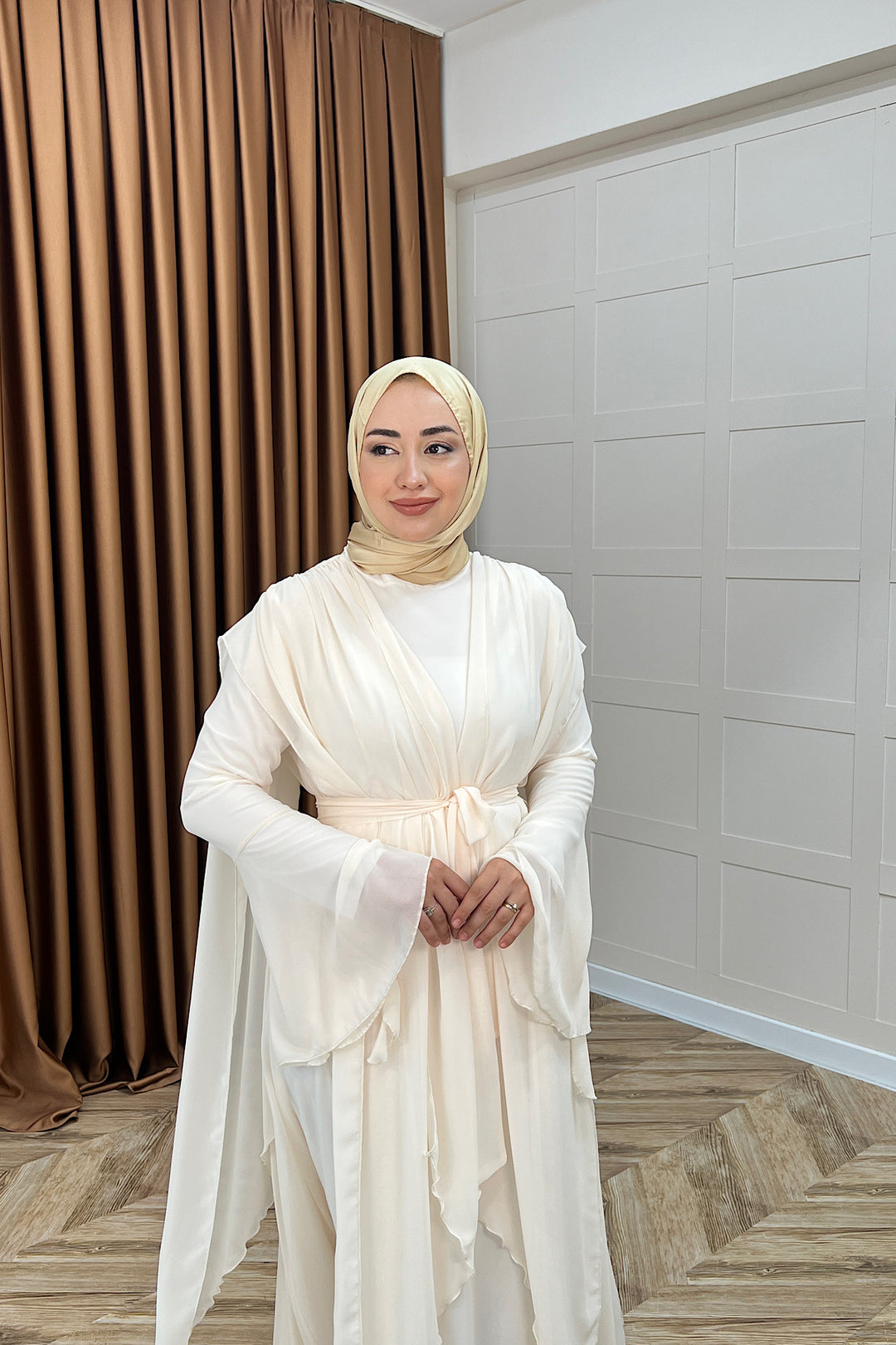 Aliza Büzgülü Şifon Elbise Taş 2002-TAS