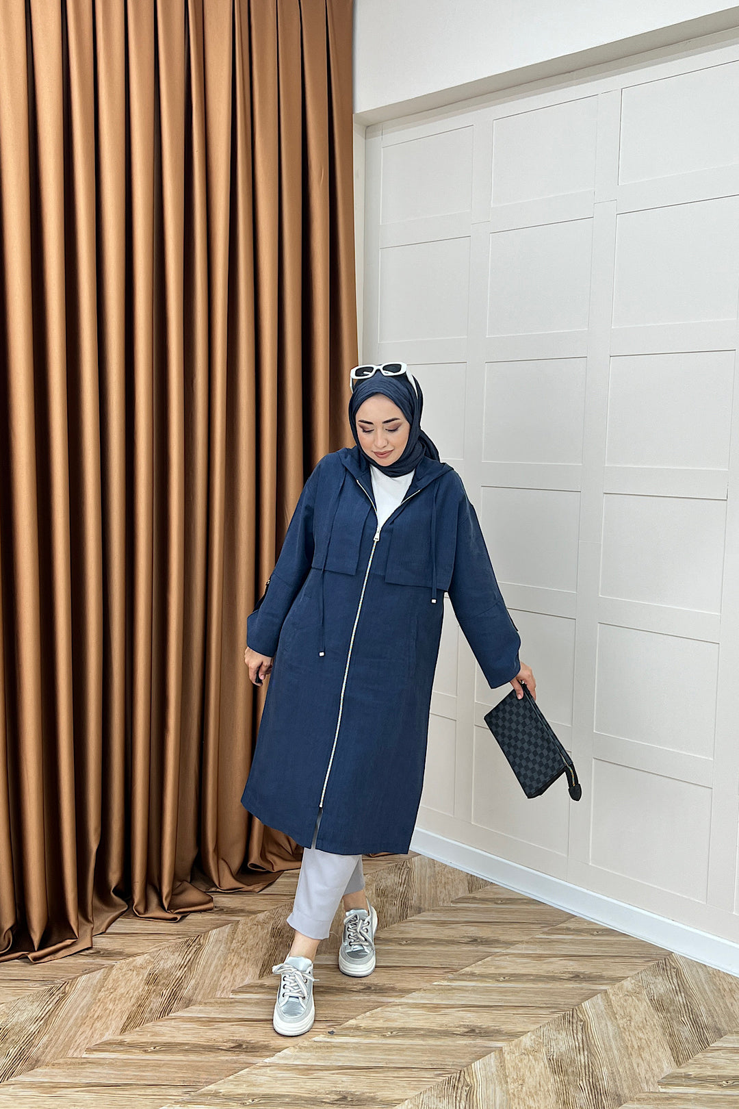 Zeva Fermuarlı Kap Lacivert 6348-LACIVERT